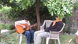 Backyard guitar jam