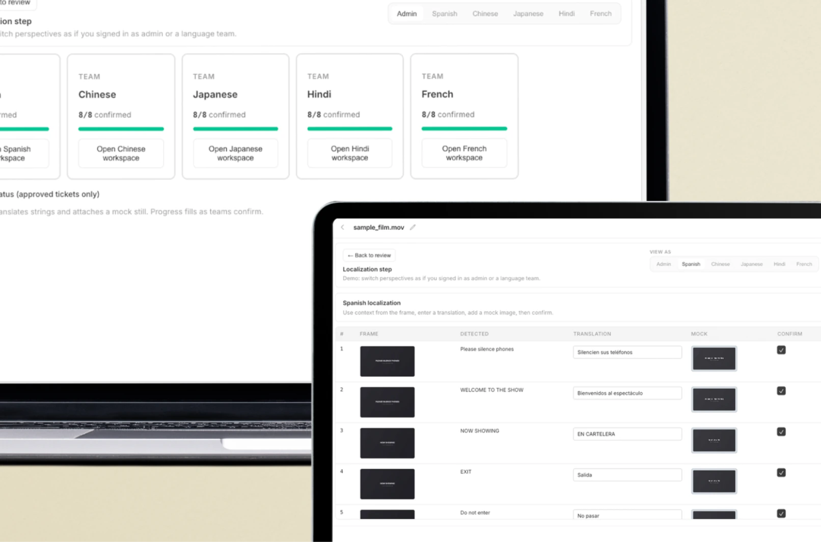 tlocal interface for routing work to language teams